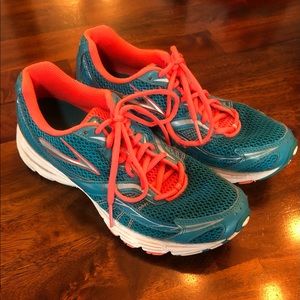 Brooks Running Launch Teal & Orange Size 8.5 - Very Good Condition